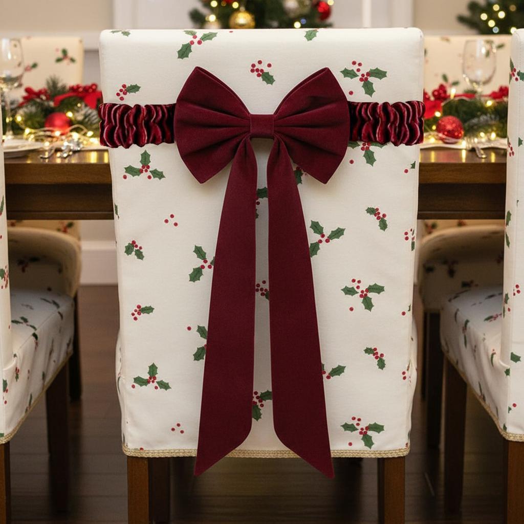 1/4PCS Burgundy Chair Sashes Chair Sashes Bows Burgundy Velvet Sashes Chairs Bows for Christmas Banquet Home Wedding Events