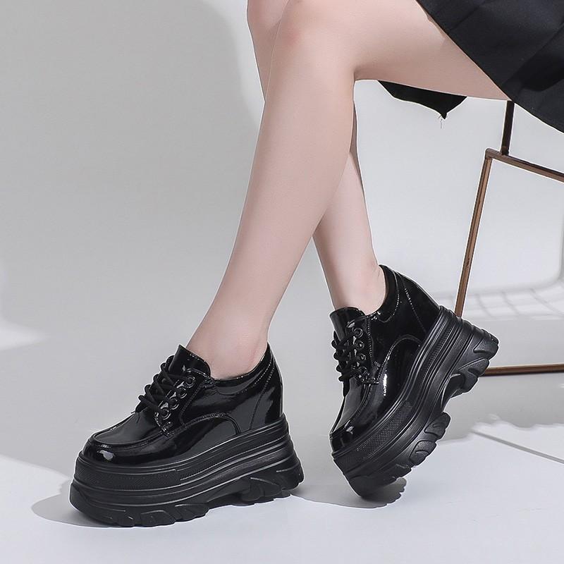 Fashion Women's Versatile Small Leather Shoes Thick Bottom Inner Height Increase Oxford Shoes Women's British Style JK Uniform Shoes