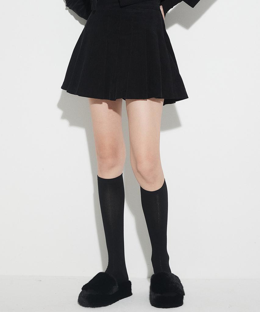Love Is True Ow Corduroy Setup Skirt(Black)