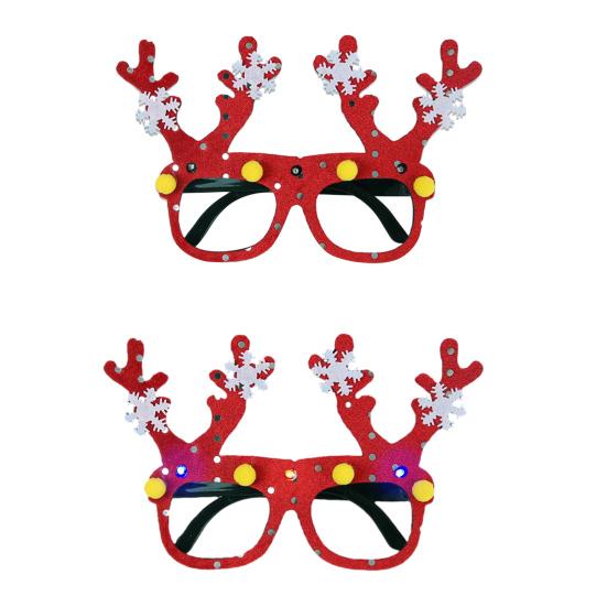 Yousheng 2026 LED Light Up Christmas Glasses Lighted Party Eyewear for Kids Adults Glow Light Up Photo Props for New Year Celebration