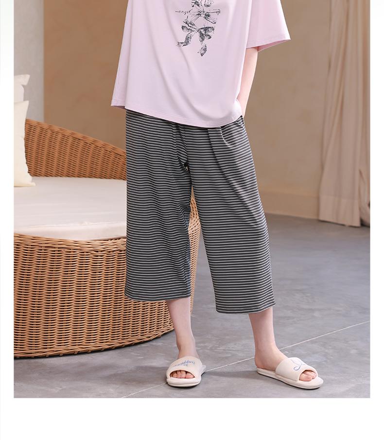 Xuan Liang Pajamas Women's Summer Modal Cotton Short sleeved Seven quarter Pants Casual Outerwear Ice Silk Cool Home Furnishing Set