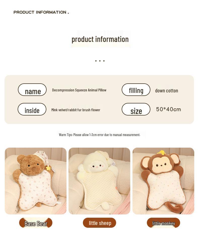 Giant Soothing Animal Plush Hug Pillow - Cute Stress Relief Gift for Girls' Birthdays