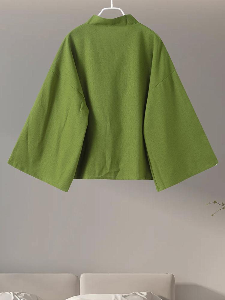 Свободные комплекты женские летние блузки с V-образным вырезом и шнуровкой, длинные рукава, широкие брюки, винтажные зеленые женские брюки, костюм