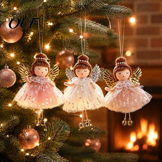 Angel Doll Christmas Tree Ornaments Ornaments, Cute Plush Pendant with Small Gift Box Hanging Accessories Bell for Tree, Holiday Home Party