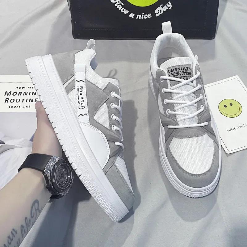 Модные Новые Мужские Повседневные Кроссовки Сетка Модные На шнуровке Обувь для скейтборда Студенческие Удобные Кроссовки Мужская Вулканизированная Обувь Tenis Masculino