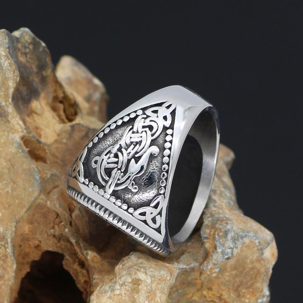 Кольцо Viking Odin Celtic Wolf Swallow Sun Moon Rune из титановой стали для мужчин