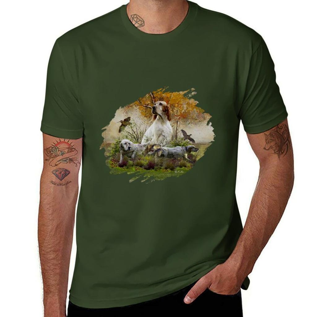 English Setter Woodcock Hunting Tshirt Customizeds Shirts Graphic Tees Mens Graphic Tshirts Funny