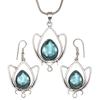 Топаз Голубой Подвеска Sky Серьги Комплект Стерлинговых Ювелирных Изделий Кольцо Серьги