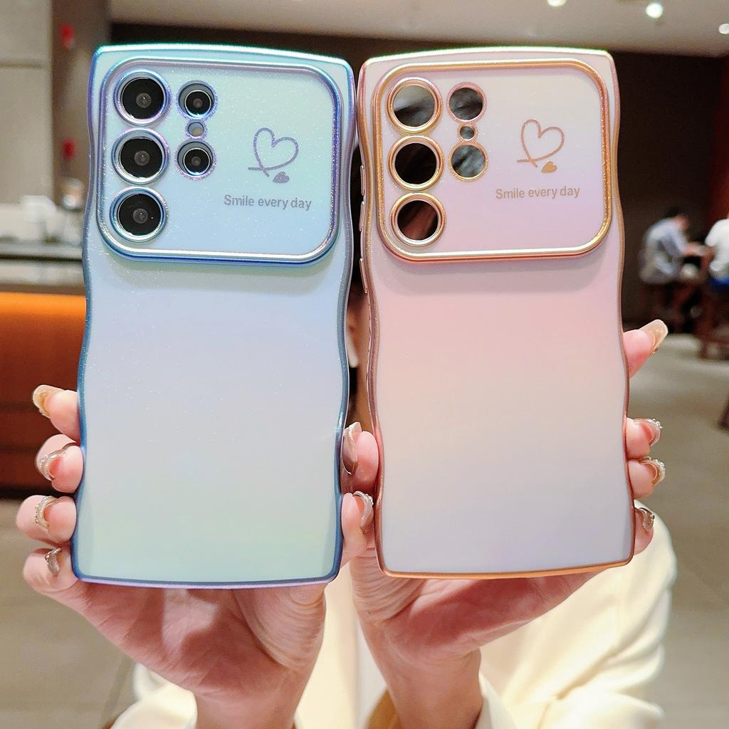 Красочные шелковые волны подходят для чехла для мобильного телефона Samsung S25 Ultra S24FE Гальванизированный защитный чехол с сердечками