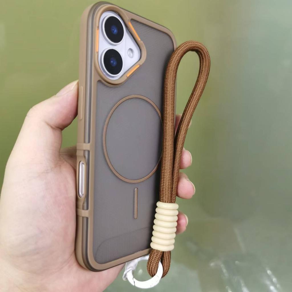 Роскошный матовый полупрозрачный чехол со шнурком Magsafe для iPhone 16e 16 12 13 14 11 15 Pro Max Plus Магнитный чехол для беспроводной зарядки