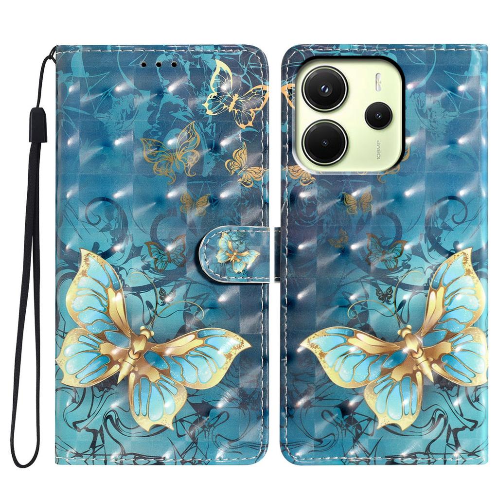 Для Xiaomi Redmi Note 14 4G (163,25 мм) Чехол-кошелек из искусственной кожи с 3D-печатью