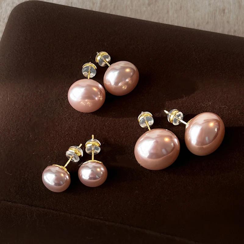 1 пара аксессуаров для ушей Элегантные женские серьги-пусеты из искусственного жемчуга Модные плоские серьги-пусеты для девочек