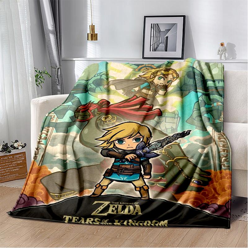 Fantasy Z-Zelda Style Vintage 3D Game Throw Blanket – Super Soft Flannel Plush for Couch, Bed, Game Room, Picnic & Gamer Gift