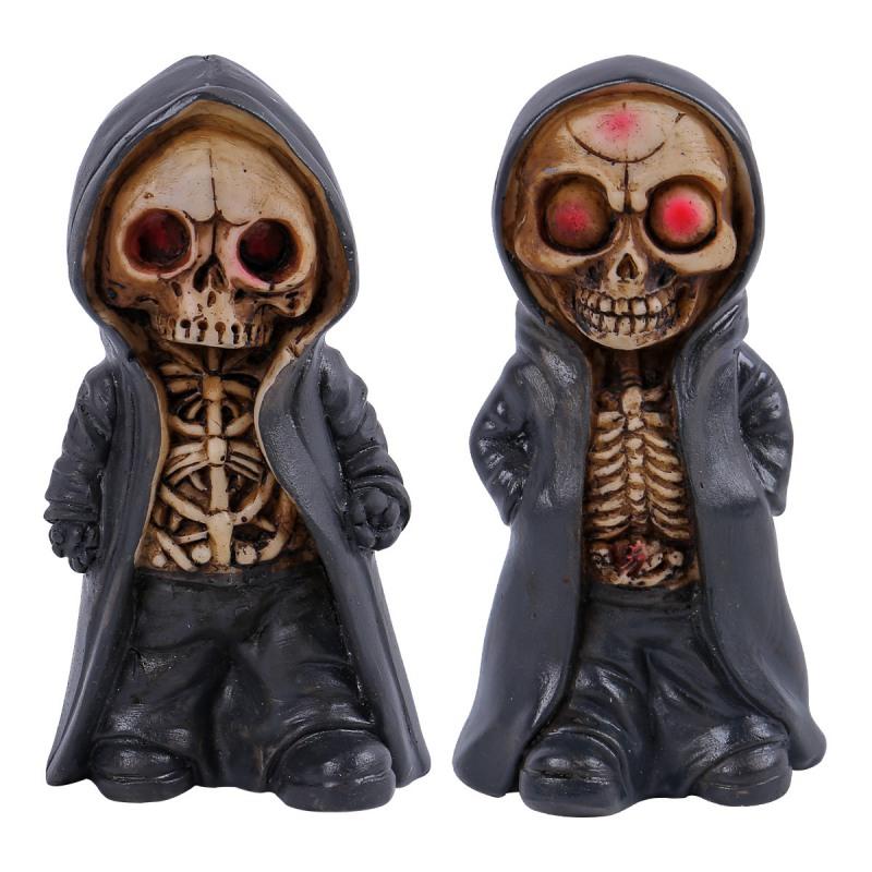 Halloween Standing Skeleton Man Ornaments Creative Halloween Horror Mask Man Resin Crafts Ornaments