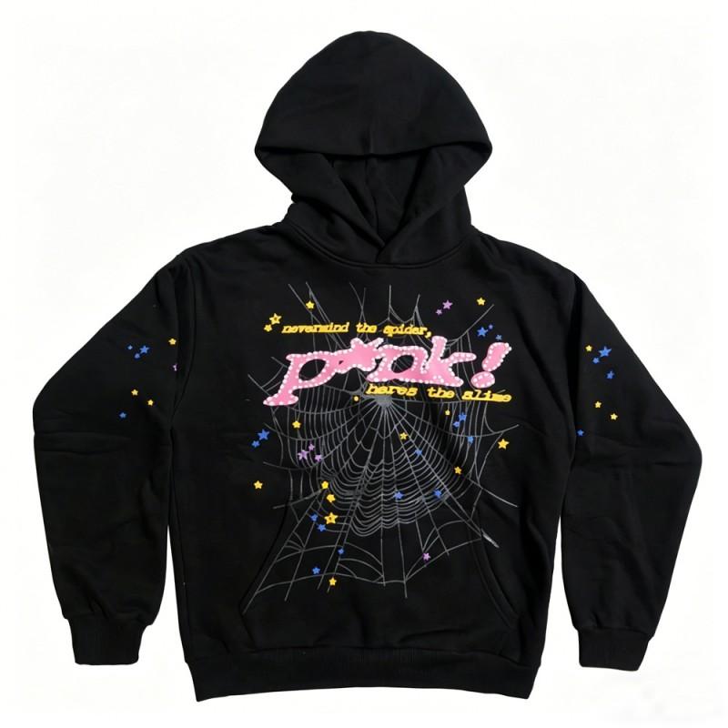 Mens Oversized Hooded Sweatshirt With Foil Print Spider Design 450g Heavyweight Fleece Lined Cotton Pullover Casual