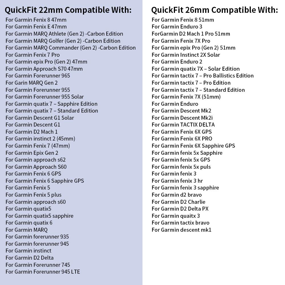 QuickFit 22mm 26mm Two Tone Silicone Strap For Garmin Fenix 8 E 7 7X 6X Pro 5XPlus Epix Pro Gen 2 47mm 51mm/Enduro 3 Watchband