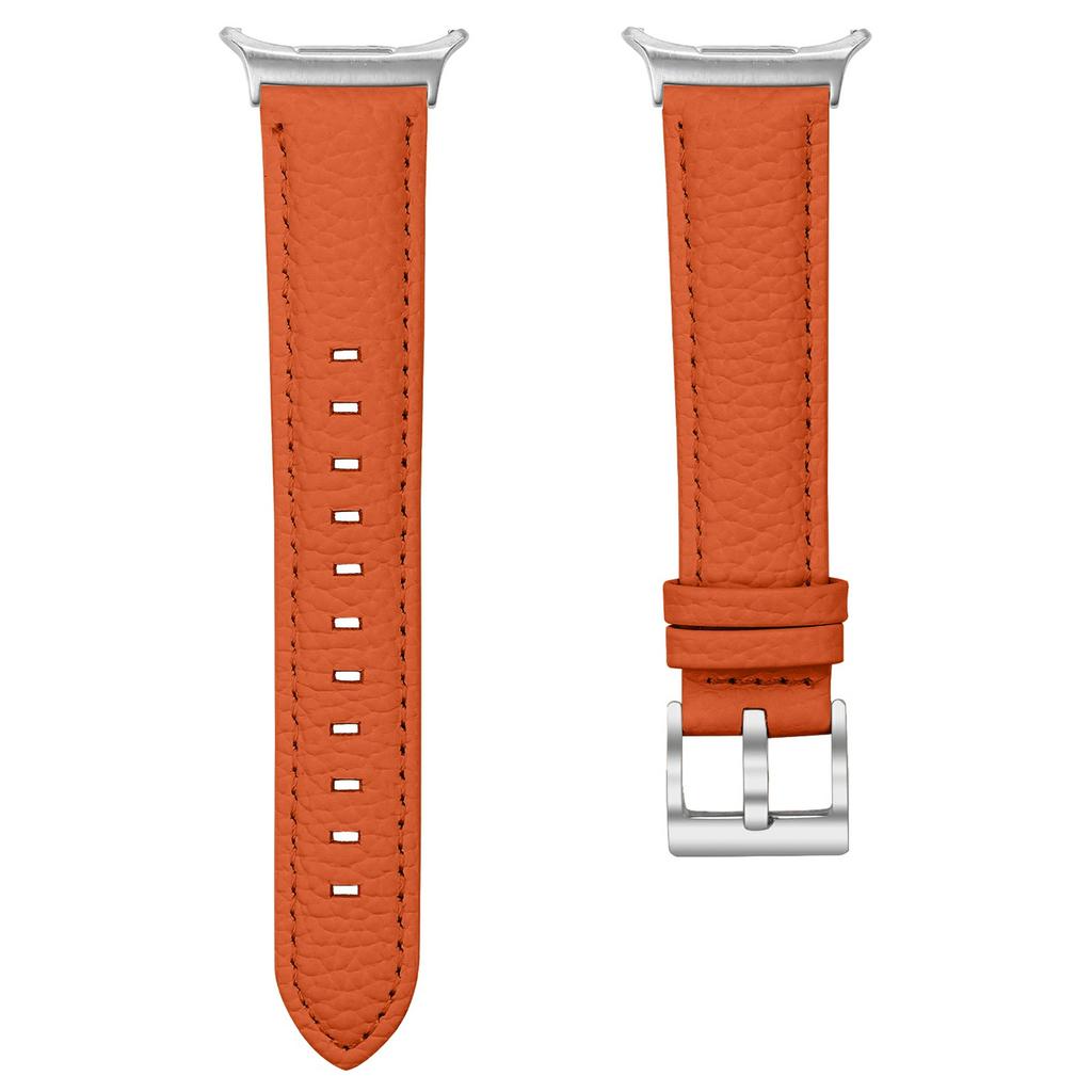 Для Samsung Galaxy Watch Ultra (2025) 47 мм/Watch Ultra 47 мм Ремешок из натуральной коровьей кожи с текстурой личи, остроконечный, с серебряной пряжкой