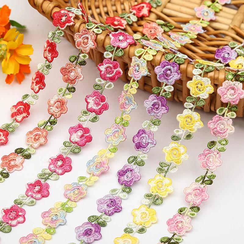 2CM Width Flower Lace Fabric Floral Embroidery Ribbon DIY Sewing Garment Applique Decor Accessories 2cm Lace Trim Crafts