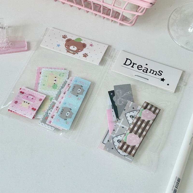Kawaii Label Index Stickers Embroidery Lucky Tag Label Sticker Scrapbooking Sticker Hand Account Notes Decorative Sealing Decals