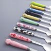 Portable Cartoon-Style 3-Piece Stainless Steel Cutlery Set with Faux Ceramic Handles: Spoon, Fork & Chopsticks