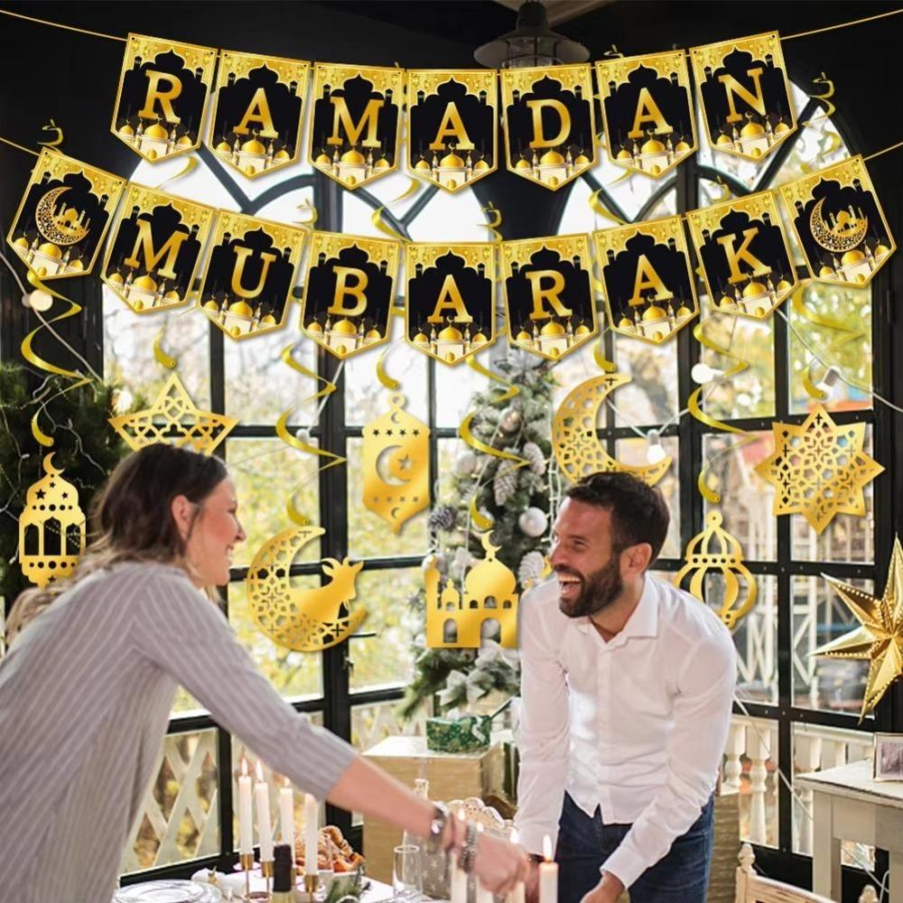 Узор луны и звезд Ид Мубарак бумажный баннер фестиваль Ид аль-фитр вечеринка кулон украшение дома