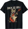 Кот-гитарист Rock and Roll Винтажная футболка с котом-гитаристом ROCK