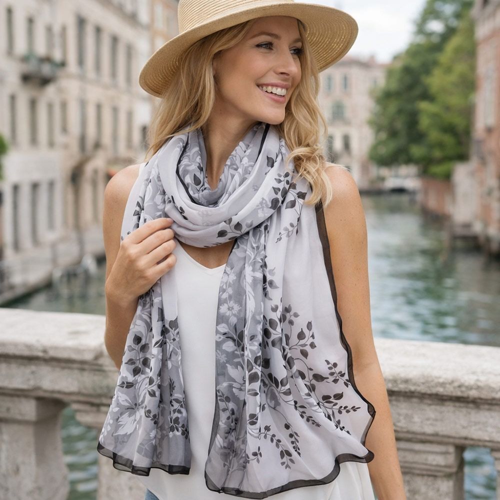 Thin Chiffon Scarf Floral Print Female Wrap Shawls New Beach Scarves Spring
