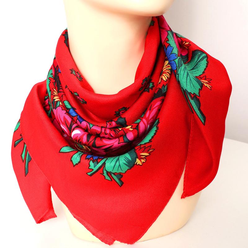 Женская головная повязка Хиджаб Платки на голову Цветочный принт Платок Шаль Квадратный шарф Ретро Этнический