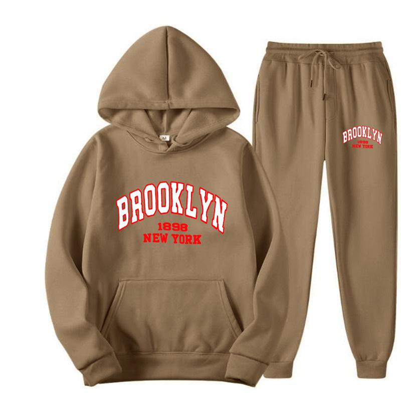 Brooklyn 1898 женский костюм модный повседневный спортивный костюм из 2 предметов пуловер с капюшоном спортивная одежда толстовка комплект для бега
