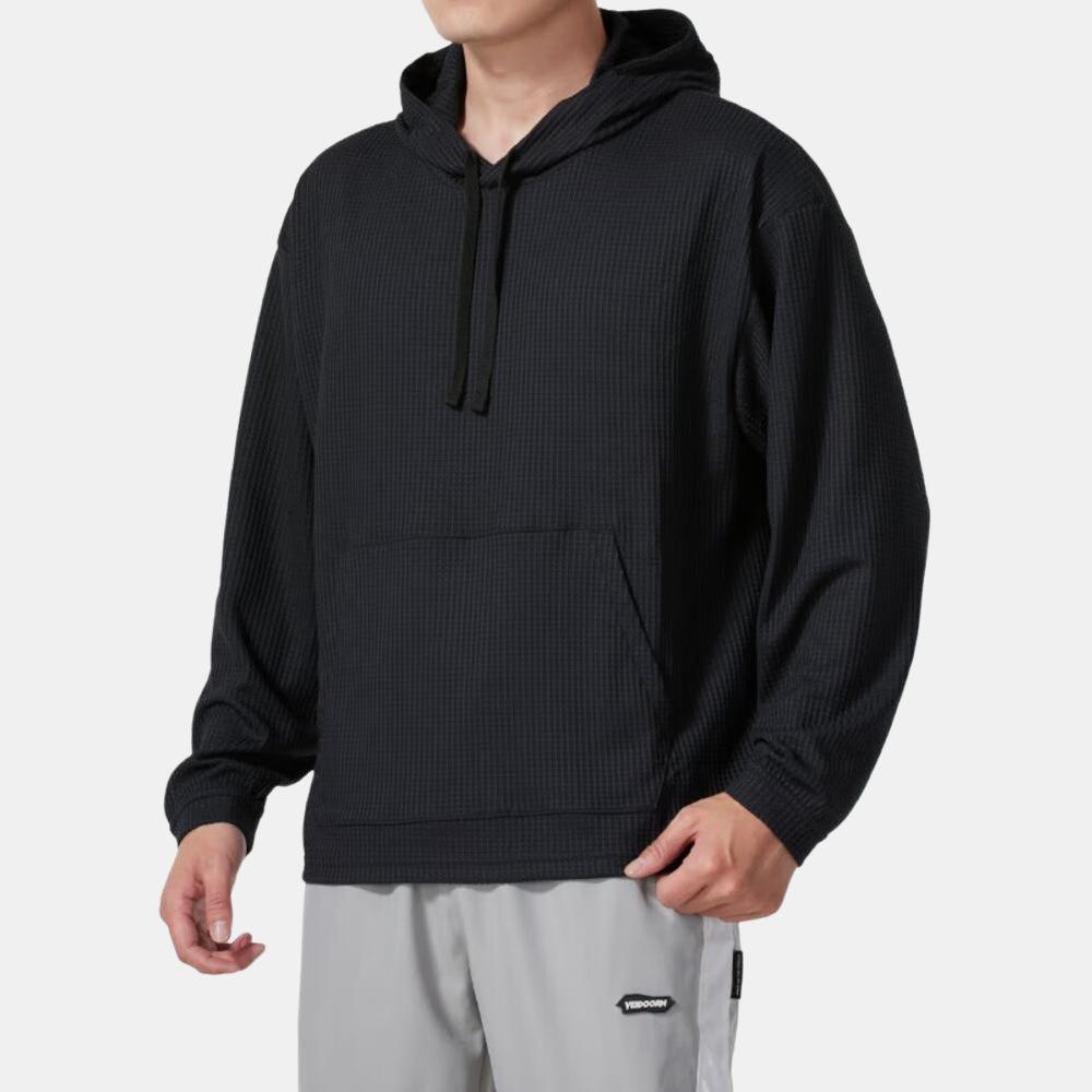 Under Armour Толстовка Rival Waffle Hoodie Solid Color Loose Fit Pullover Long Sleeve Hoodie Men Hoodies Black 1383108-001