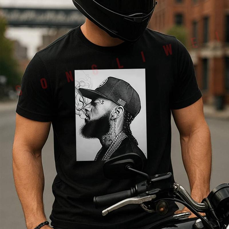 Featuring A Portrait Design Moto T-Shirt Men And Women Aesthetic High Quality Cotton Tees