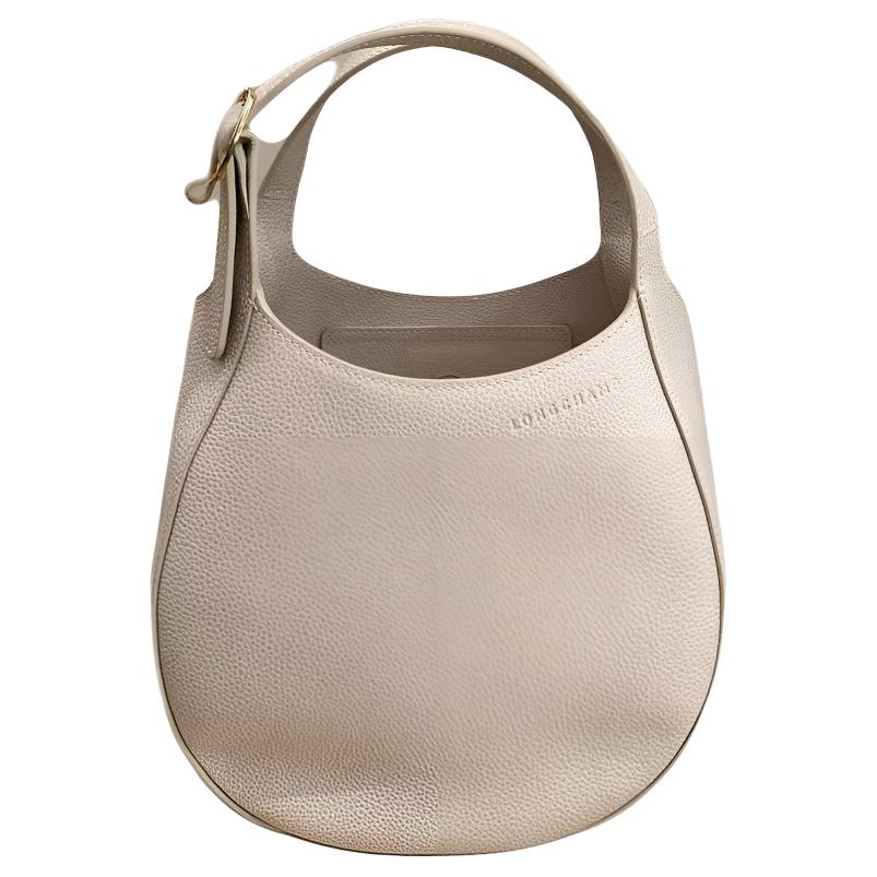 Longchamp Le Foulonné Letter Logo Gold Hardware Leather Shoulder Crossbody Tote Bag Women Handbags Beige 10328021P71