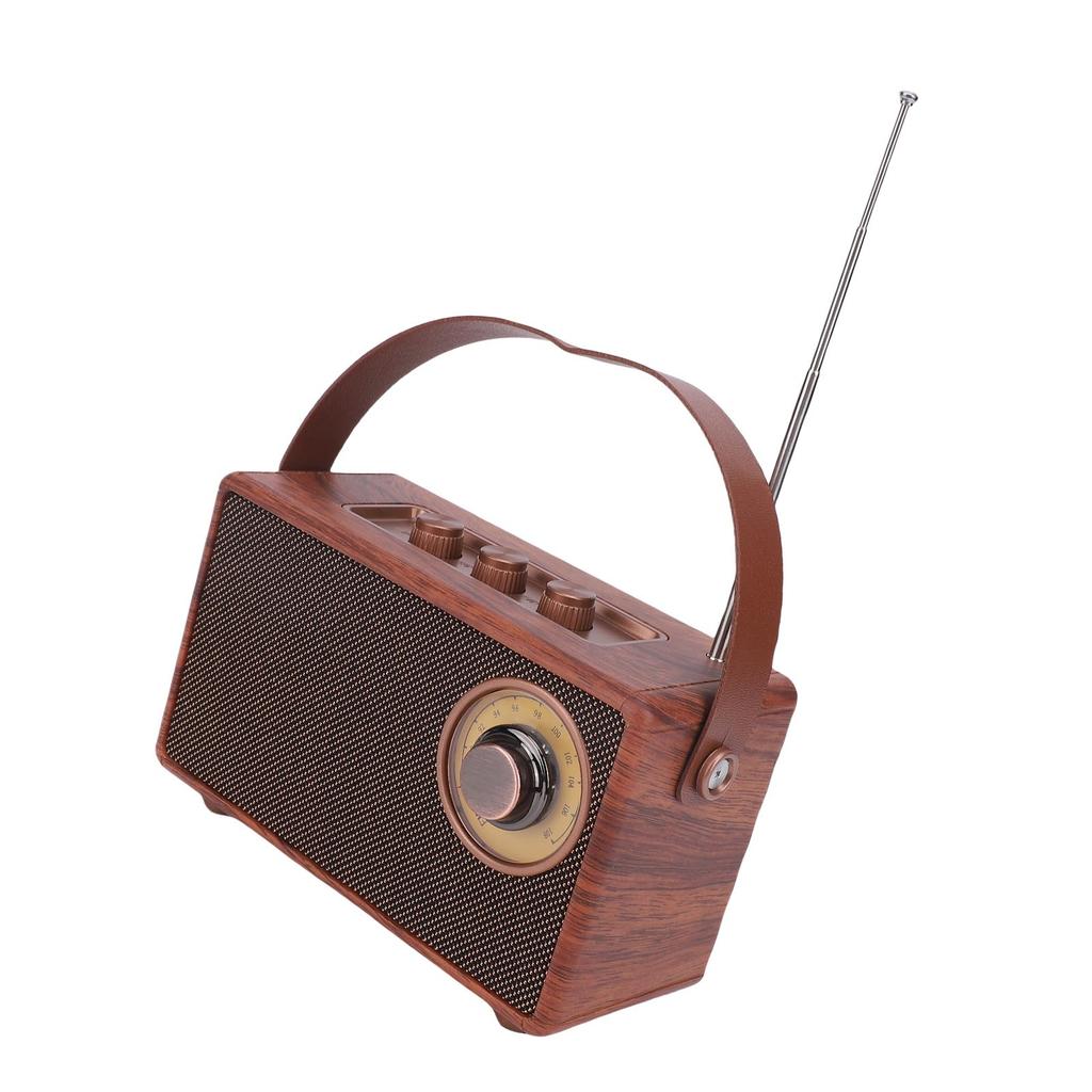 Портативная маленькая Bluetooth-колонка Ретро Беспроводное Ручное FM-радио с текстурой дерева