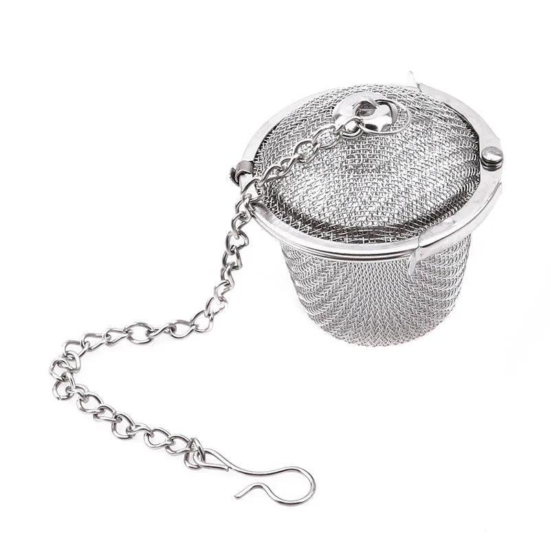 Чайное ситечко для специй, шарик для приправ, сетчатый шарик для трав, нержавеющая сталь, чайник, фиксирующийся чайный фильтр