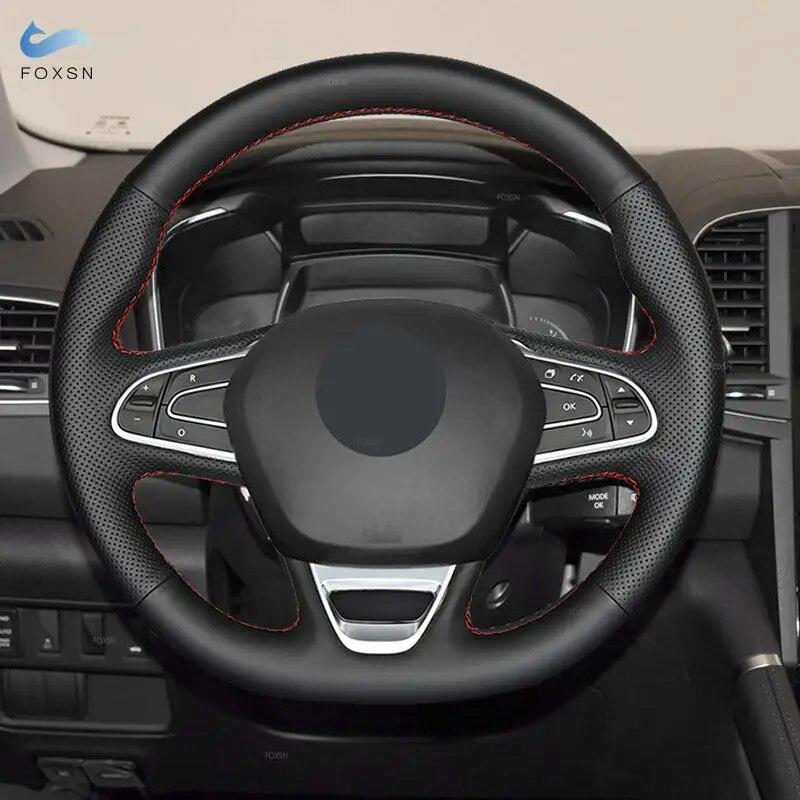 Чехол на руль автомобиля с ручной оплеткой для Renault Megane 4 Kadjar Koleos Talisman Scenic 2016 2017, перфорированная кожа из микрофибры