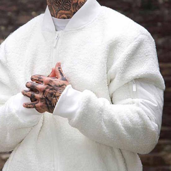 Мужская флисовая куртка с длинным рукавом, повседневное пальто на молнии с карманами