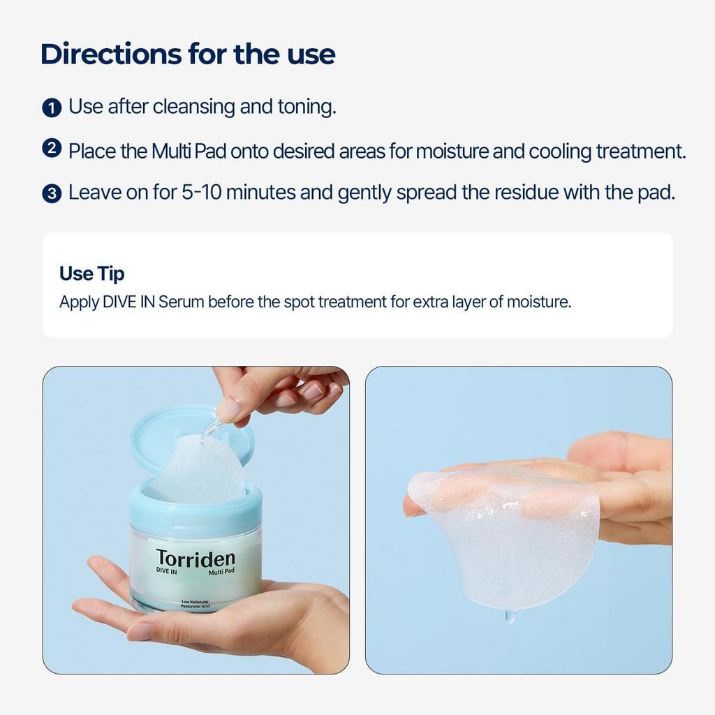 TORRIDEN DIVE-IN Мульти-пэды с низкомолекулярной гиалуроновой кислотой 160мл 80шт