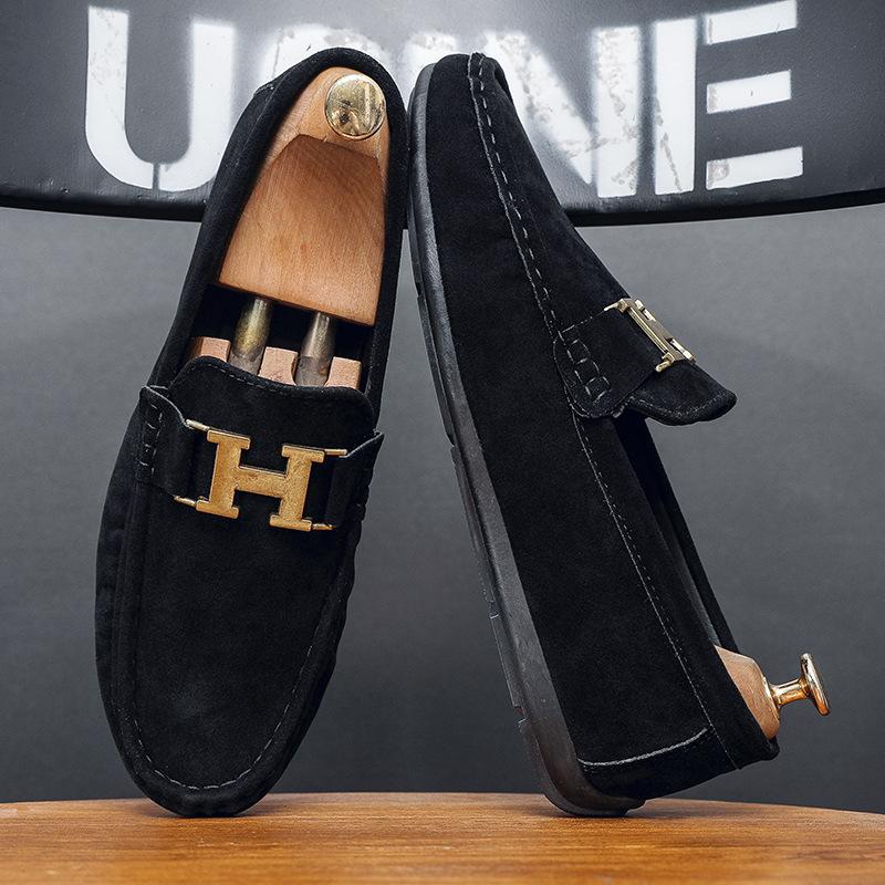 Doudou Shoes Men's Autumn Versatile Men's Casual Leather Shoes Men's Lazy One-pedal Driving Soft-soled Shoes Men