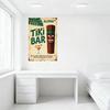 Vintage Tiki Bar Metal Tin Sign, Retro Beige Background with Aloha Palm Leaf, Tiki Totem & Cocktail Glass Art, Best for Beach Ho