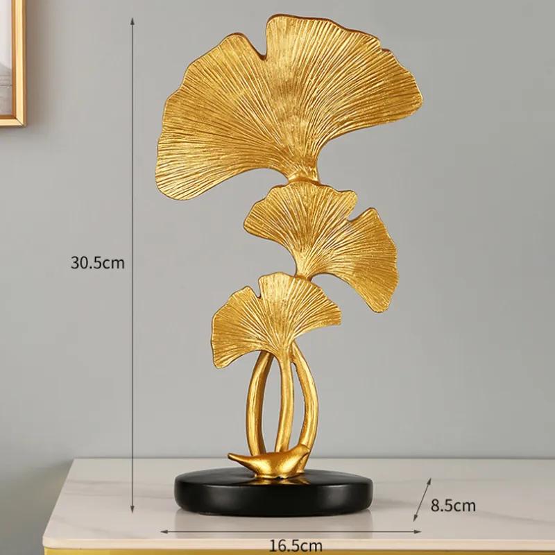 Light Luxury Ginkgo Leaf Resin Decoration Creative Home Foyer Living Room Wine Cabinet Tv Cabinet Desktop Decoration Wealth Seeking Decoration Gifts