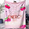 Bad Girl Energy Super Soft Plush Blanket Warm Cozy Patterned Throw for Home Leisure Camping Travel MultiFunctional Universal B