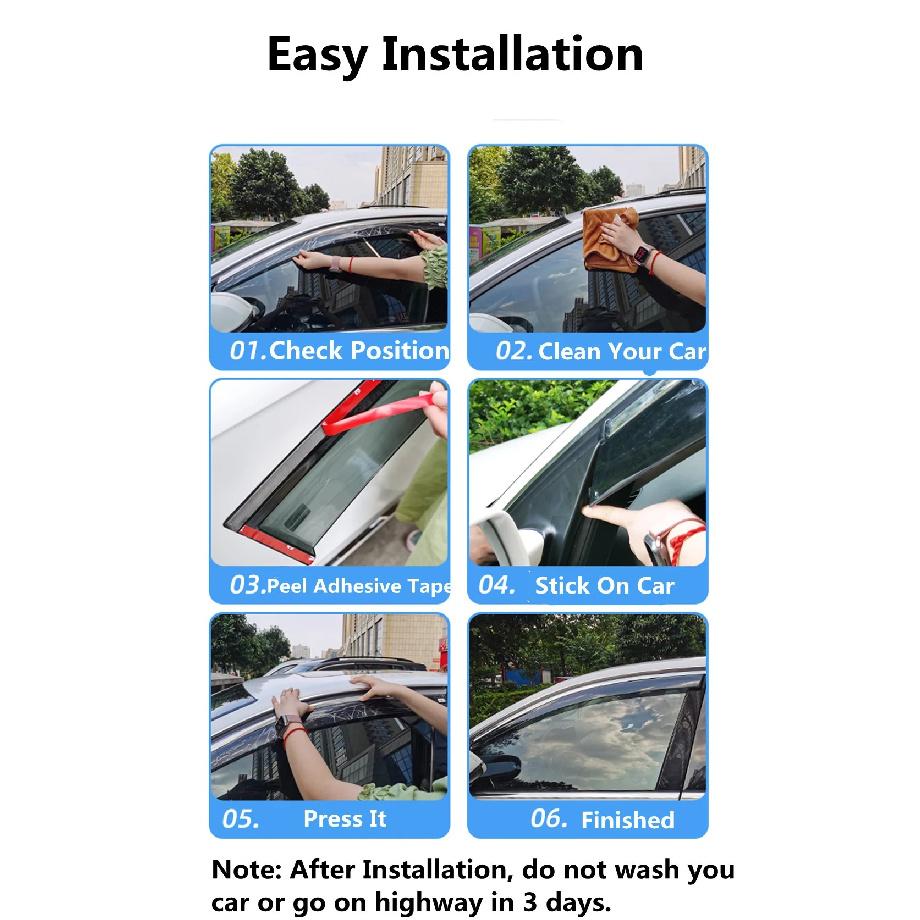 For Hyundai Accent 2012 2013 2014 2015 2016 2017 Car Side Window Visor Deflector Vent Awnings Shelters Rain Guard Cover