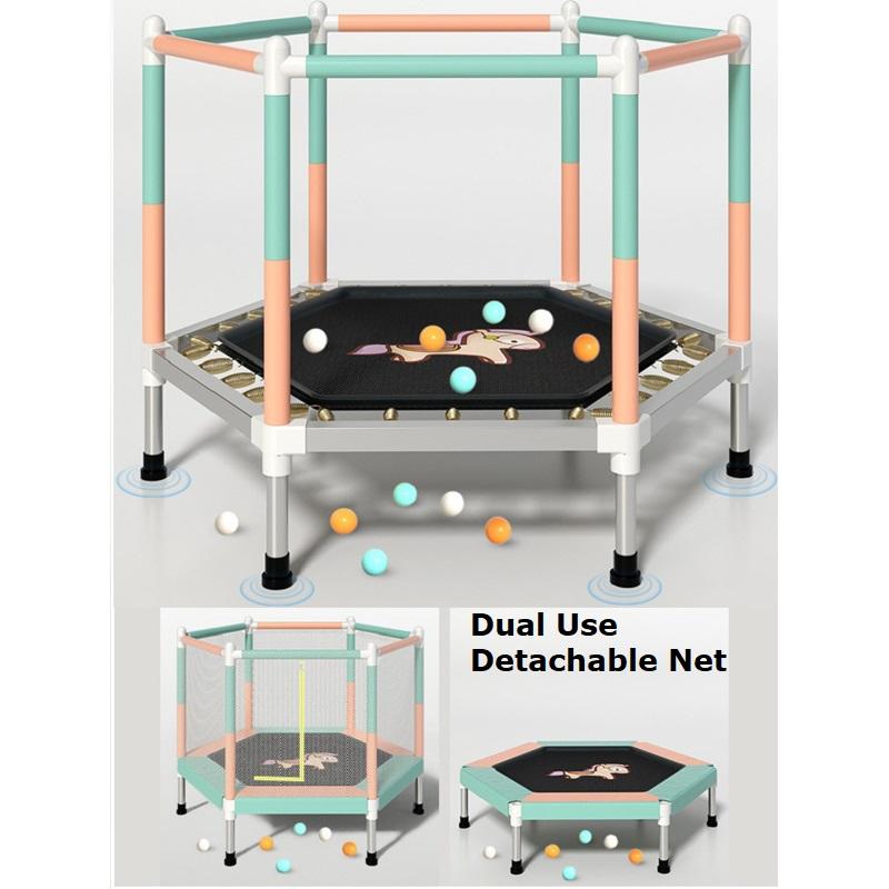 48-дюймовый шестиугольный батут для упражнений для детей с защитной сеткой, прыжковая кровать для спортивных развлечений в помещении