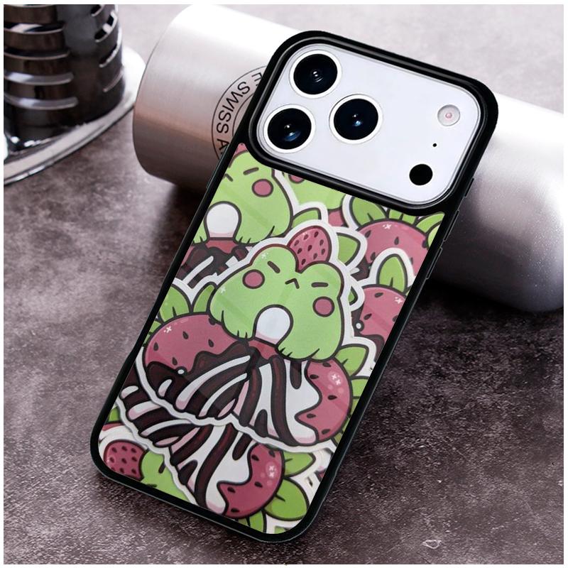 Cottagecore Fruit Strawberry Frog Phone Case For iPhone 17 16 15 14 13 12 11 Pro Max Plus 17Air Soft Silicone Cover