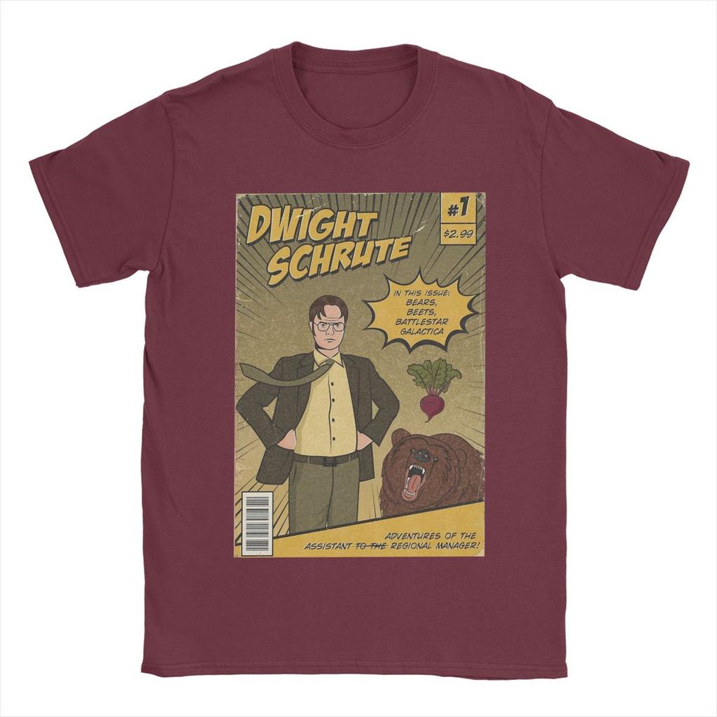 Мужская футболка Dwight Schrute Comics Vintage Cotton Tee Shirt Short Sleeve The Office Tv Series T Shirts O Neck Clothes Graphic