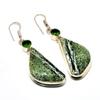 Серьги с полосатым зеленым опалом Цаворитом, посеребренные 925 пробы, 2,27 дюйма