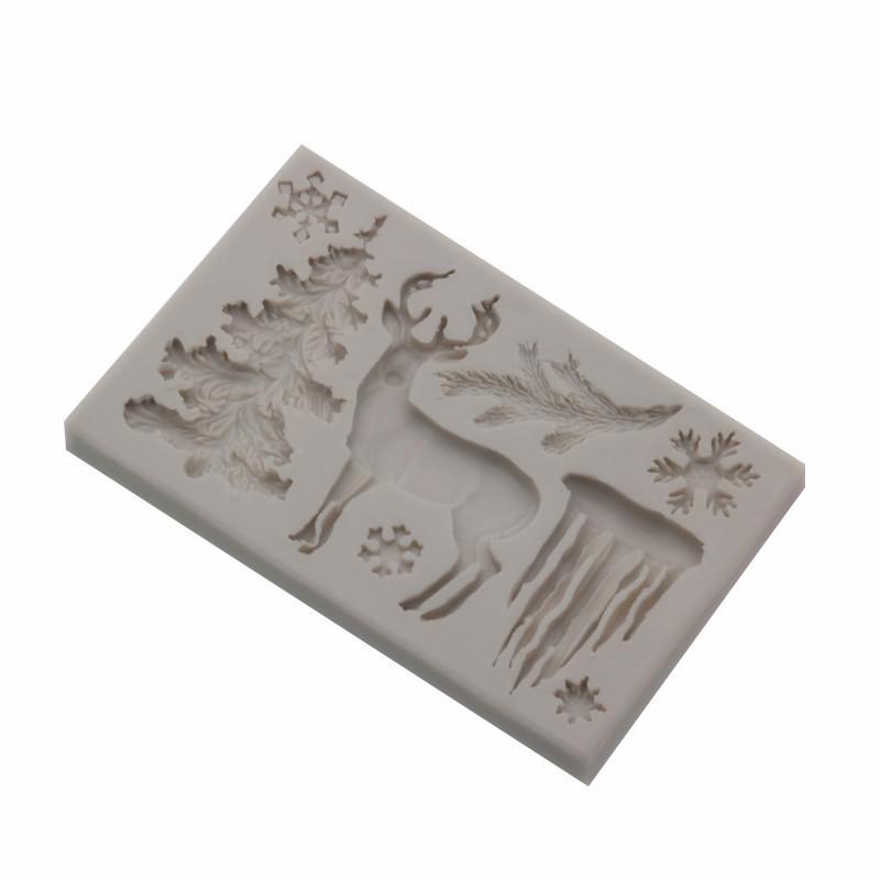 3D Snowflake & Reindeer Silicone Mold for Christmas Cake Decorating