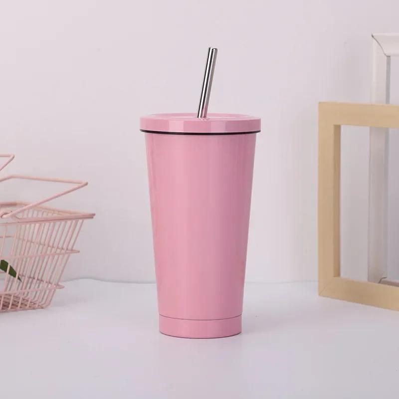 500 мл нержавеющая сталь вакуумная трубочка кружка для сока кофе кружка с крышкой портативная двухслойная изоляционная бутылка для домашнего питья