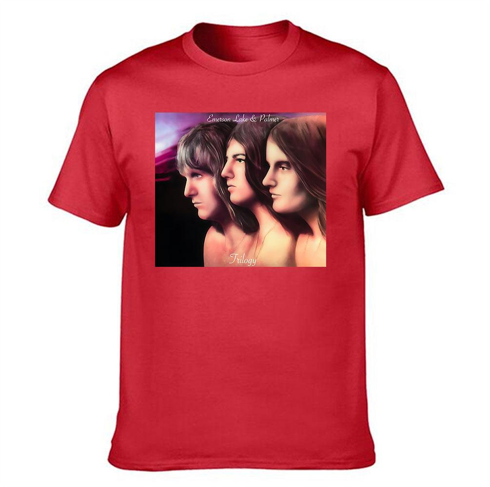 Unisexs 100 Cotton Emerson Lake Palmer Trilogy Rock Band Graphic Crew Neck Tshirt