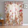 Christmas Gingerbread Man Retro Candy Sheer Curtains Modern Gauze Curtain for Living Room Bedroom Voile Yarn Curtains